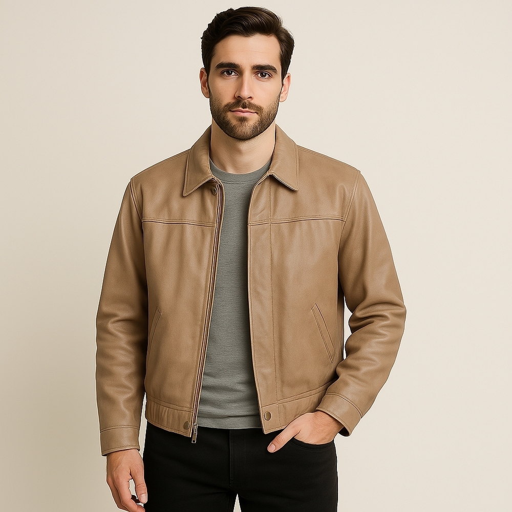 Men's Tan Bomber Jacket